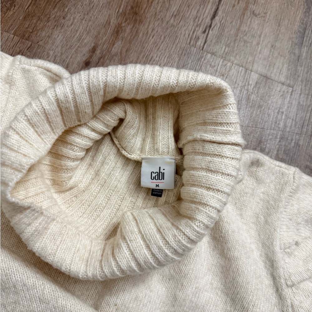 CAbi • Oatmeal Heather Puff Sleeve Turtleneck Sweater - Picture 11 of 16